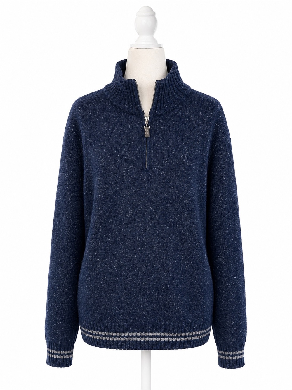Daniele Blasi Mens Large Italian Wool Blend Quarter Zip Sweater Navy NWT